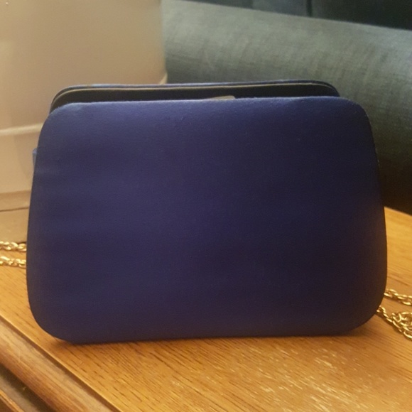 blue satin bag